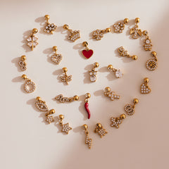 18K Gold-Plated Cubic Zirconia Charms and Chain Designs