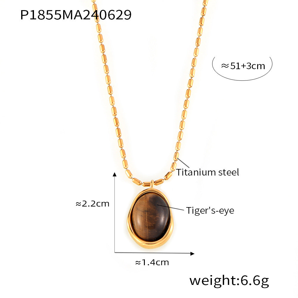 Tiger Eye Pendant Necklace & Flat Chain