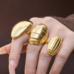 Sculptural Textured Oval or Teardrop Ring