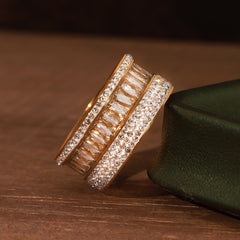 Gold-Tone Cubic Zirconia Double-Row Band Ring