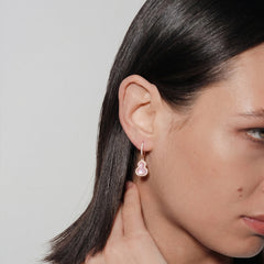 Nicolette Dainty Pink Mother-of-Pearl Pavé Gourd Stud Earrings