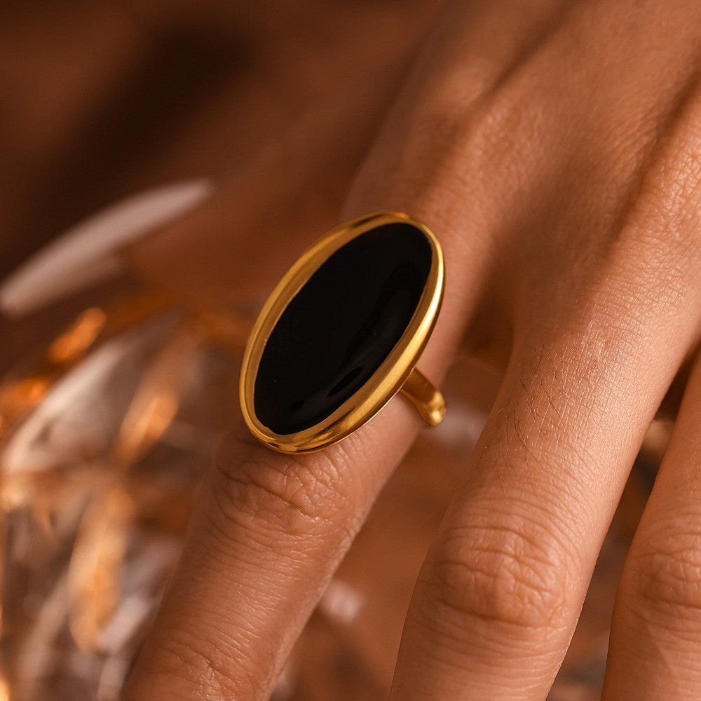 Oval Enamel Open Ring