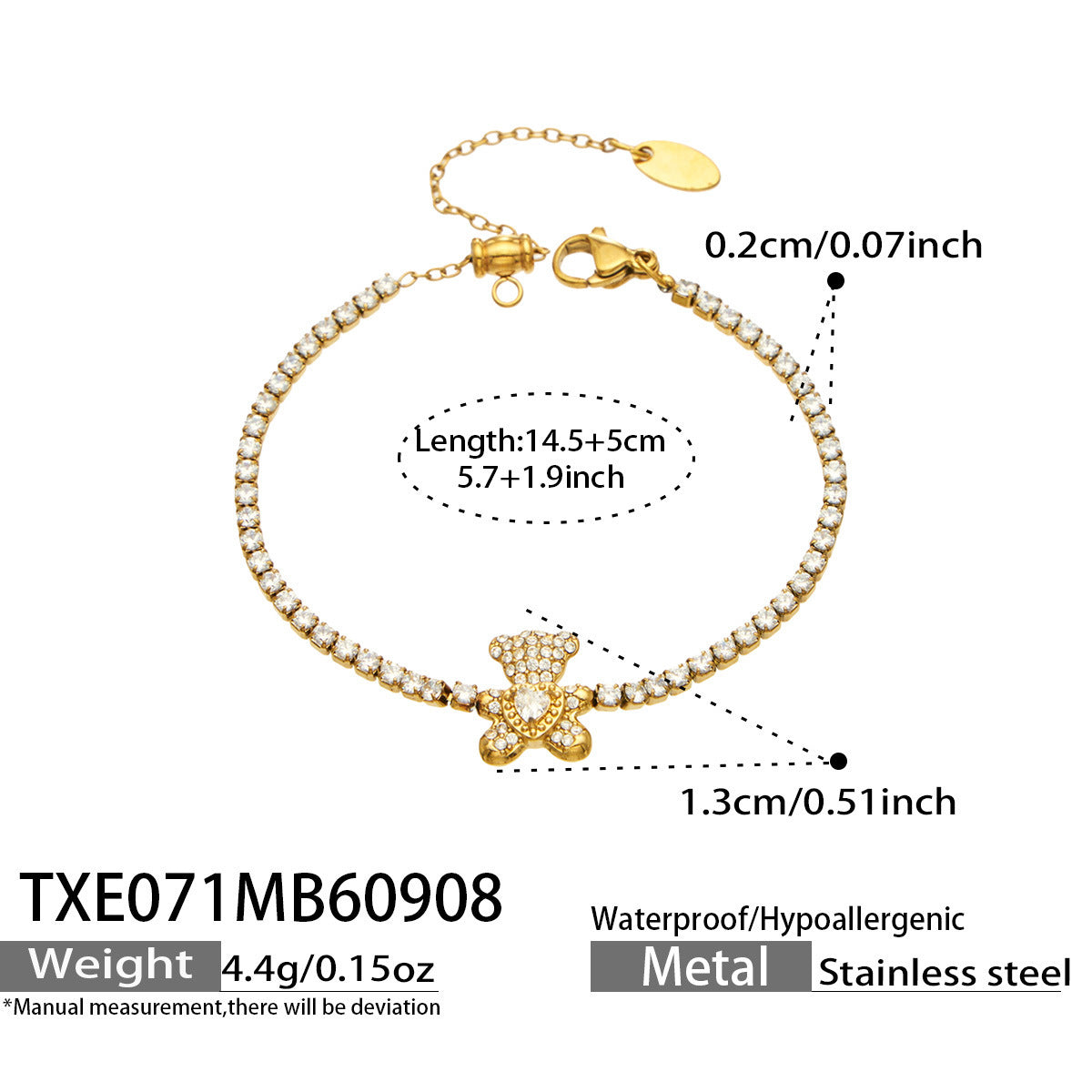 Bear and Multi-Charm Cubic Zirconia Jewelry