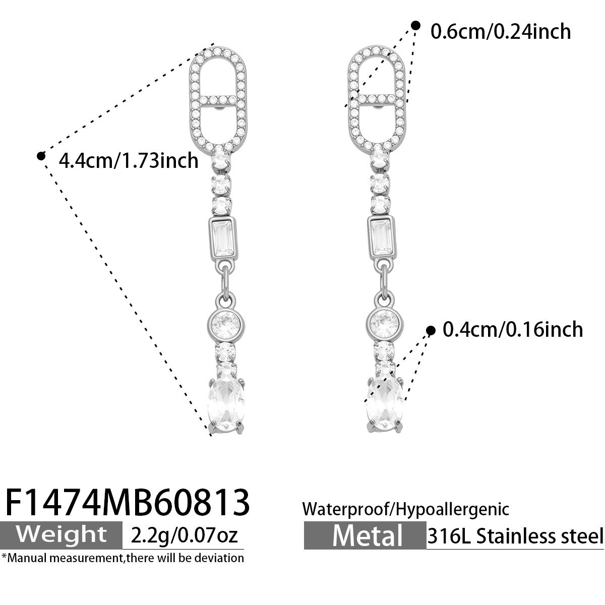 Cubic Zirconia Long Drop Earrings