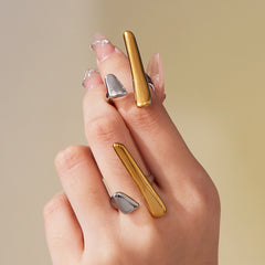 18K Gold-Plated Sculptural Bar Open Ring