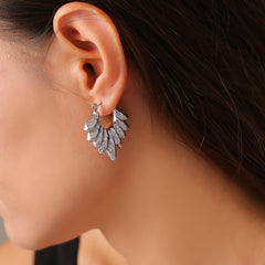 18K Gold-Plated Layered Leaf Hoop Earrings