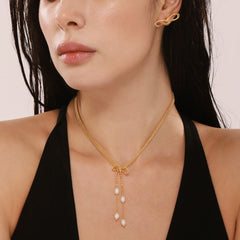 18K Gold-Plated Bow Necklace or Stud Earrings