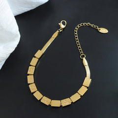 18K Gold-Plated Lettered Square Link Bracelet