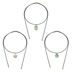 Ocean Shell Pendant Black Cord Necklaces