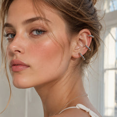 Spiral-Textured Stainless Steel Hoop Earrings
