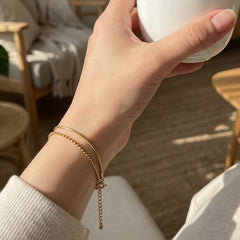 18K Gold-Plated Layered Snake Chain Bracelet