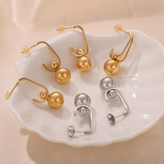 Polished Round Bead Drop Earrings