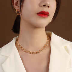 Gold-Tone Mixed Oval Link Necklace