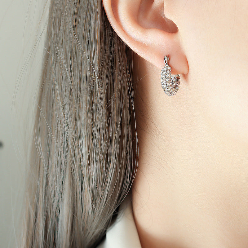 Cubic Zirconia Multi-Row Hoop Earrings