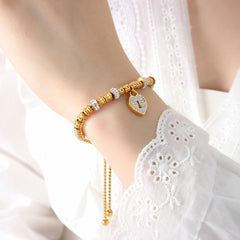 Sparkling Heart Charm Slider Bracelet