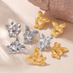 18K Gold-Plated Butterfly Cluster Stud Earrings
