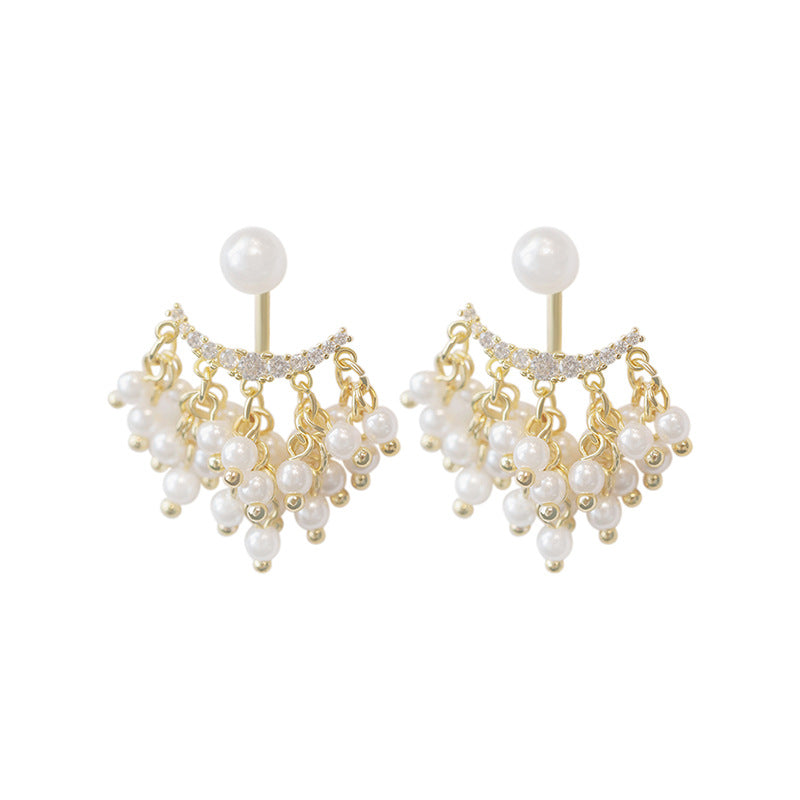 Camille Vintage-Inspired Pearl Pavé Tassel Drop Earrings