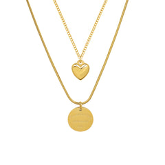 Layered Heart and Coin Necklace