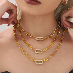 Cubic Zirconia Open Link Necklace and Bracelet