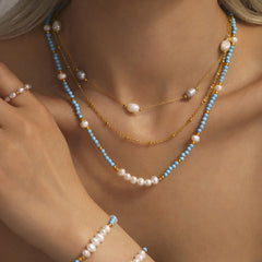 Cultured Freshwater Pearl Bead Chain Necklace