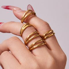 Leaf Cubic Zirconia & Double-Line Open Rings