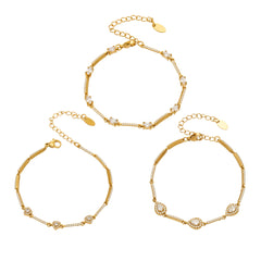 Geometric Cubic Zirconia Station Chain Bracelet
