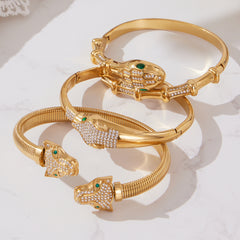 18K Gold-Plated Sculptural Animal Motif Bangle