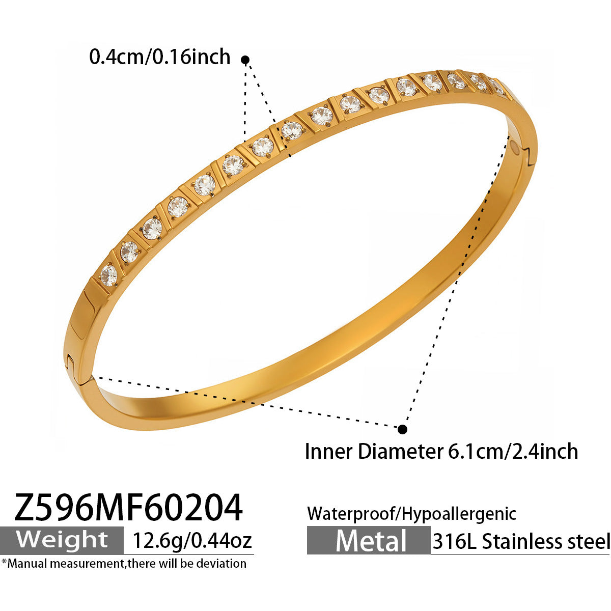 Cubic Zirconia Geometric Clasp Bangle Bracelets