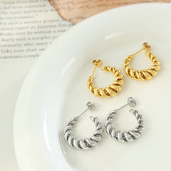 Twisted Open C-Shaped Brass Hoop Earrings