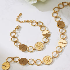 Disc & Letter Charm Necklace & Bracelet