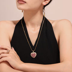18K Gold-Plated Sparkling Heart Necklace or Ring