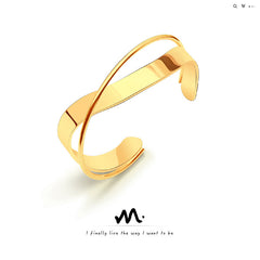 18K Gold-Plated Crossed Open Cuff Bracelet