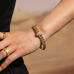 18K Gold-Plated Cubic Zirconia Link Bangle Bracelet