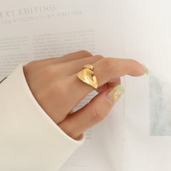 Sculptural Indented Adjustable Open Ring