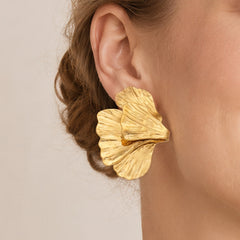 Sculptural Half-Flower Stud Earrings