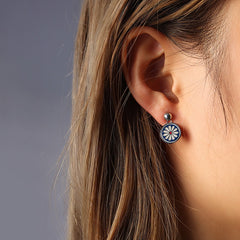 Enamel Daisy Coin Drop Earrings
