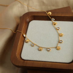 Shell and Cubic Zirconia Charm Necklace