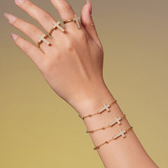 18K Gold-Plated Cubic Zirconia Cross Jewelry