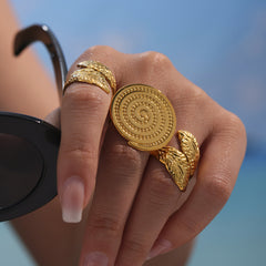 18K Gold-Plated Sculptural Ribbed Coil Ring