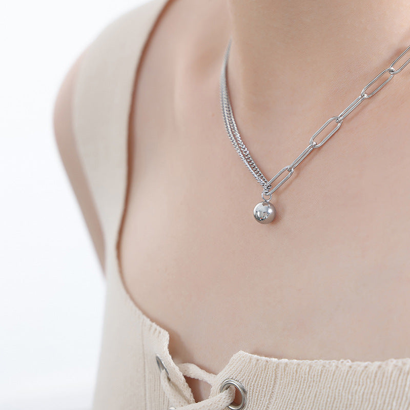 Gold-Tone Bead & Split Chain Necklace