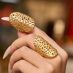 Sculptural Openwork Floral Stainless Steel Ring