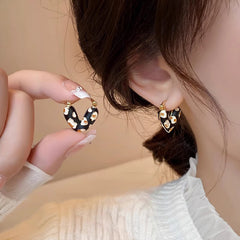 Nicolette Vintage-Inspired Enamel Heart Huggie Earrings