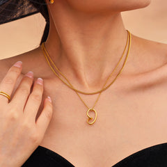 Gold-Tone Open Heart Pendant Necklace