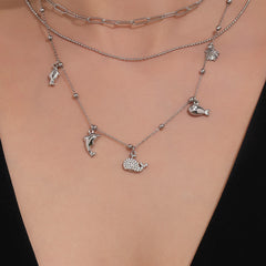 Whale and Heart Charm Necklace or Pendant