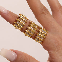 Cubic Zirconia Multi-Row Open Ring