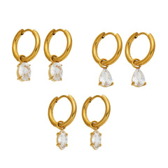 18K Gold-Plated Cubic Zirconia Pendant or Hoop Earrings