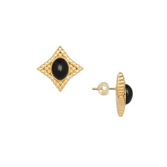 Nicolette Black Agate Stud Earrings