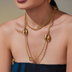 18K Gold-Plated Coffee Bean Long Necklace