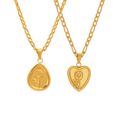 18K Gold-Plated Teardrop or Heart Pendant Necklace