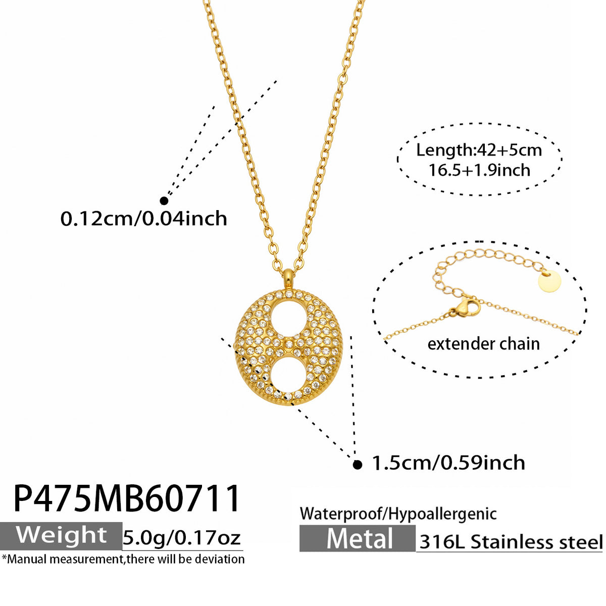 18K Gold-Plated Cubic Zirconia Oval-Link Necklace